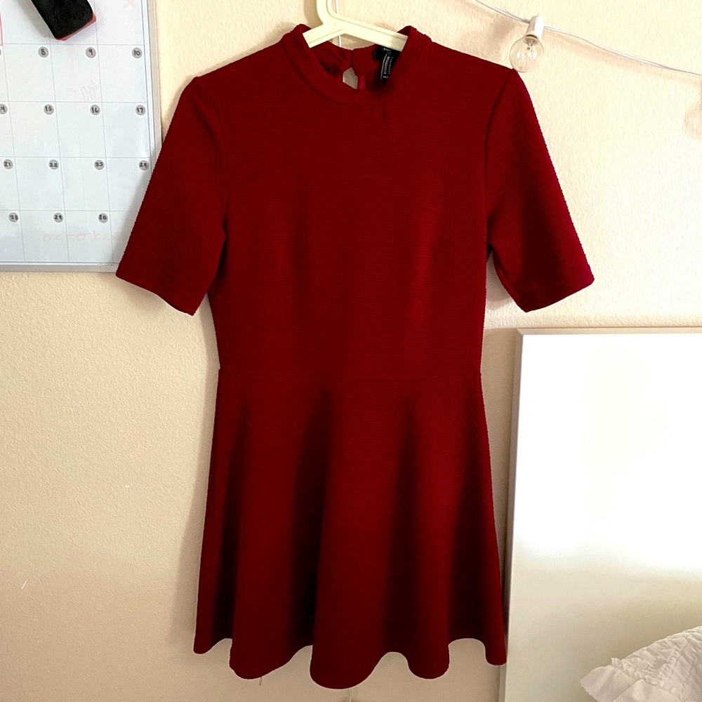 Red Forever 21 High Neck Skater Dress
